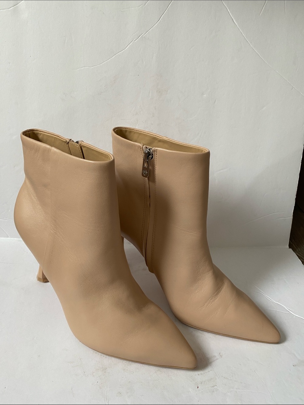 Nicola Bathio x Antonio Melani Leather Sarah Booties in Bespoked Nude